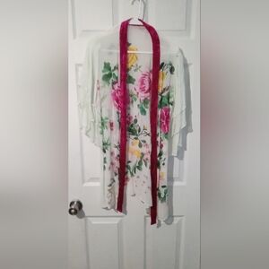 Soft Surroundings Floral Kimono with Pink Accents